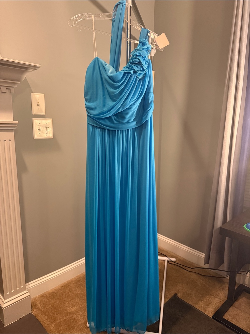 Elegant One-Shoulder Blue Prom Dress